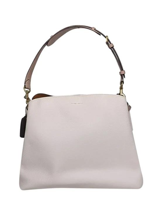 Coach - Ivory Pebbled Leather "Willow" Shoulder bag w/ Beige Straps