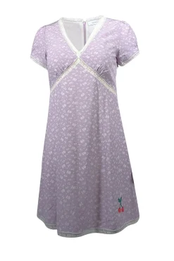 Coach - Lavender & Cream Floral Print Short Sleeve Dress Sz 0