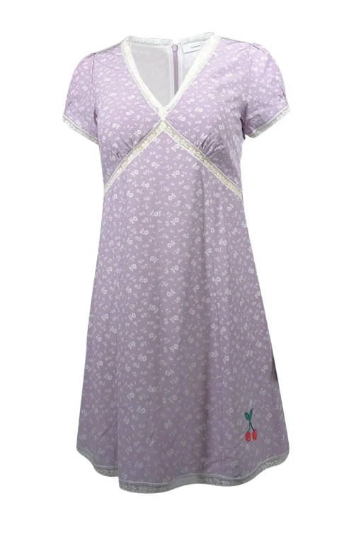 Coach - Lavender & Cream Floral Print Short Sleeve Dress Sz 0