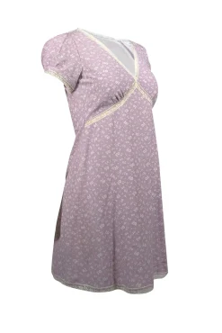 Coach - Lavender & Cream Floral Print Short Sleeve Dress Sz 0