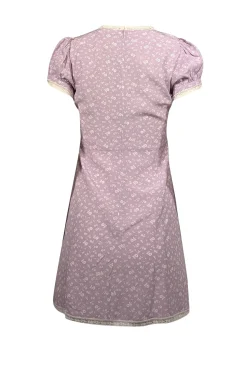 Coach - Lavender & Cream Floral Print Short Sleeve Dress Sz 0