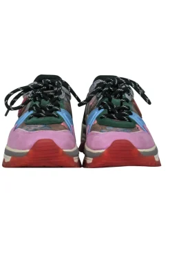 Coach - Multicolor Leather & Suede Floral & Colorblocked Chunky Sneakers Sz 7.5