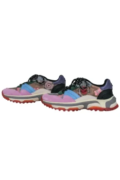 Coach - Multicolor Leather & Suede Floral & Colorblocked Chunky Sneakers Sz 7.5
