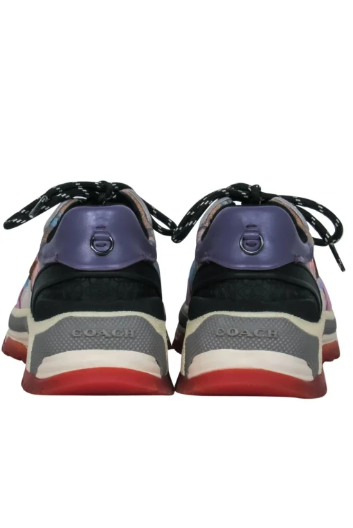 Coach - Multicolor Leather & Suede Floral & Colorblocked Chunky Sneakers Sz 7.5