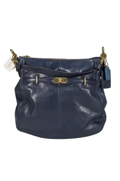 Coach - Navy Blue Leather Hobo Shoulder Bag