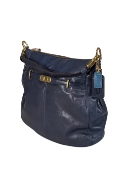 Coach - Navy Blue Leather Hobo Shoulder Bag