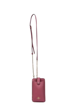 Coach - Pink Saffiano Leather Phone Crossbody Bag