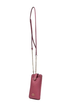 Coach - Pink Saffiano Leather Phone Crossbody Bag