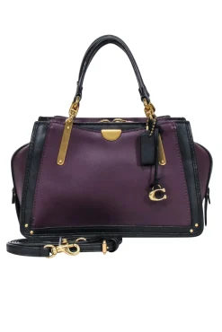 Coach - Plum Purple & Black Leather Mini "Dreamer" Bag