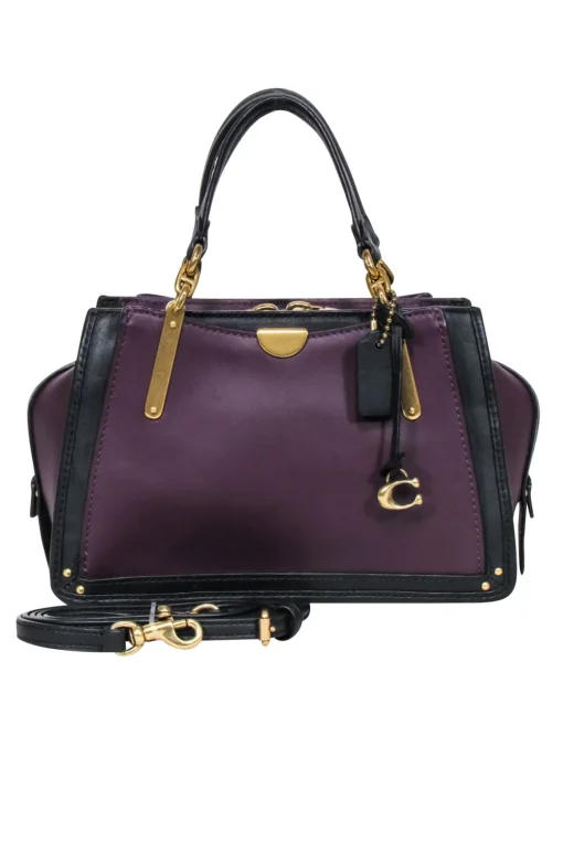 Coach - Plum Purple & Black Leather Mini "Dreamer" Bag