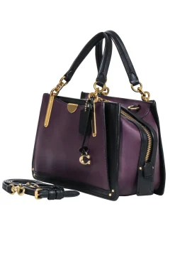 Coach - Plum Purple & Black Leather Mini "Dreamer" Bag