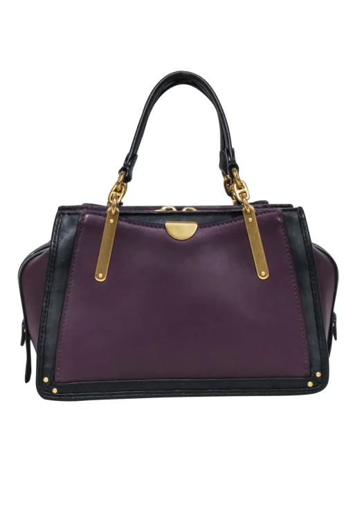 Coach - Plum Purple & Black Leather Mini "Dreamer" Bag