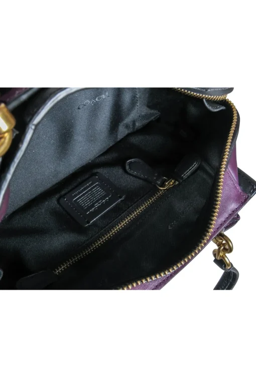 Coach - Plum Purple & Black Leather Mini "Dreamer" Bag