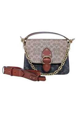 Coach - Tan & Brown Multi Print Coated Canvas Crossbody Bag