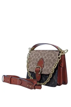 Coach - Tan & Brown Multi Print Coated Canvas Crossbody Bag