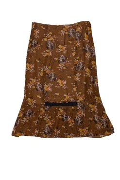 Coach - Tan Brown w/ Yellow & Orange Floral Dog Print Skirt Sz 4