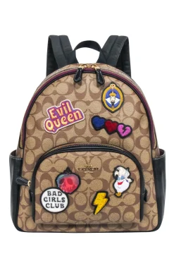 Coach - Tan Monogram Coated Canvas Backpack w/ Disney's Villain Court Patches