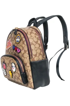 Coach - Tan Monogram Coated Canvas Backpack w/ Disney's Villain Court Patches