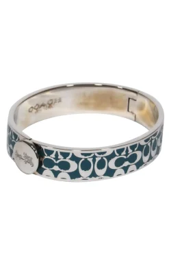 Coach - Teal & Silver Monogram Embossed Bangle