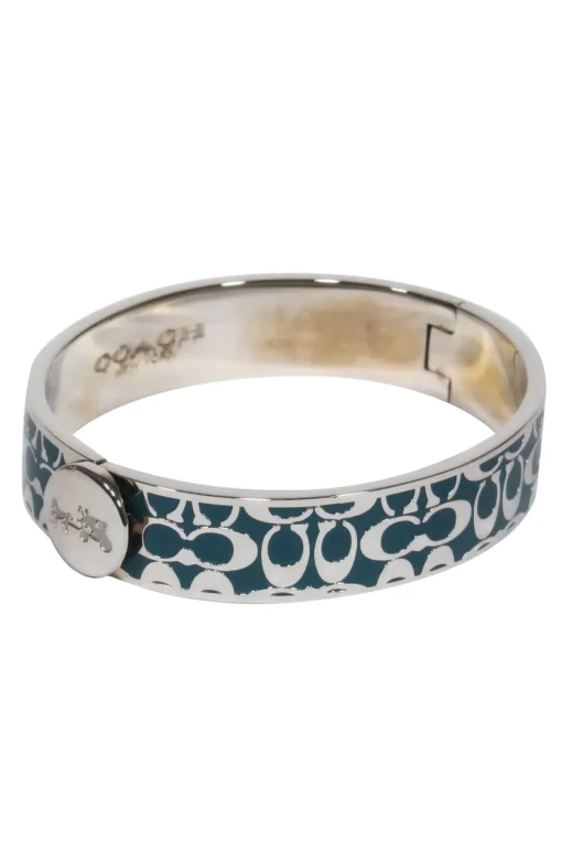 Coach - Teal & Silver Monogram Embossed Bangle