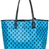 Coach - Turquoise & Black Badlands Floral Print Reversible Tote Bag w/ Pouch