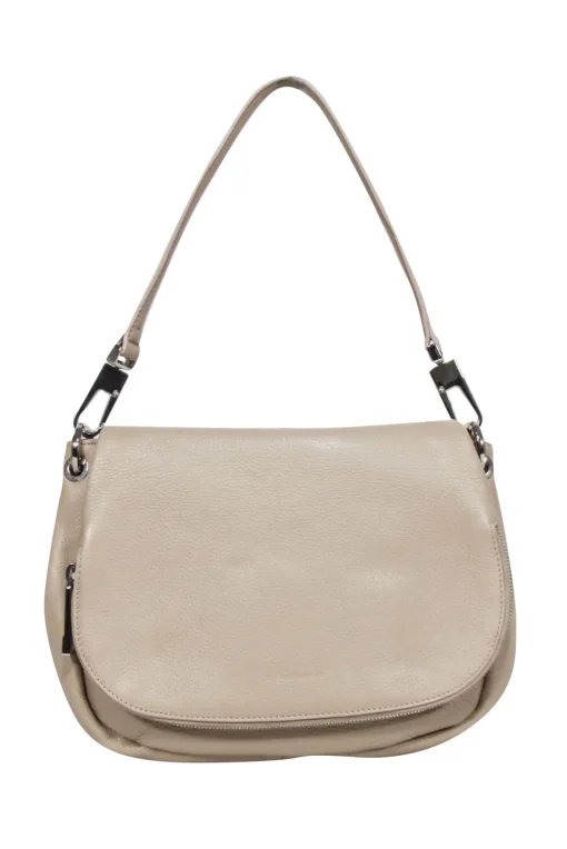 Coccinelle - Beige Grained Leather Shoulder Bag