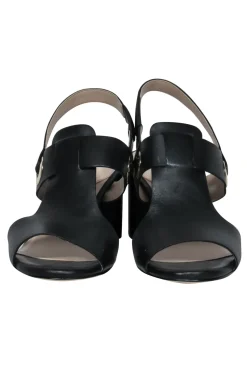 Cole Haan - Black Smooth Leather Cutout Block Heels Sz 8.5
