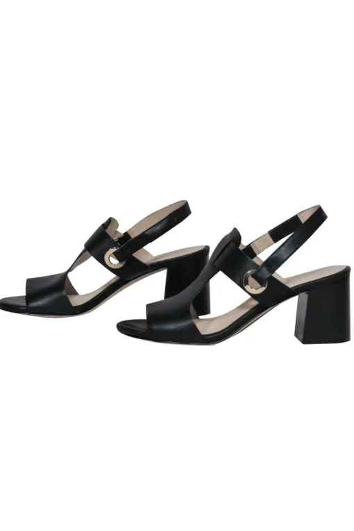 Cole Haan - Black Smooth Leather Cutout Block Heels Sz 8.5