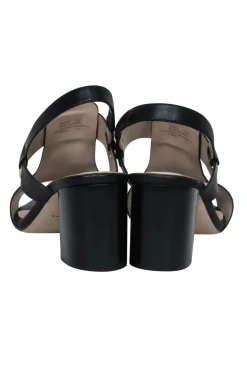 Cole Haan - Black Smooth Leather Cutout Block Heels Sz 8.5
