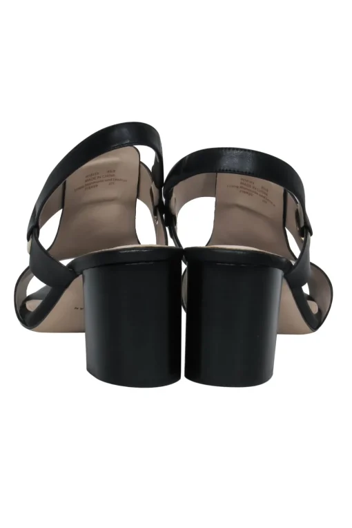 Cole Haan - Black Smooth Leather Cutout Block Heels Sz 8.5