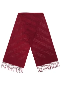 Colombo - Red Cashmere Scarf w/ Perforated Trim & Fringe