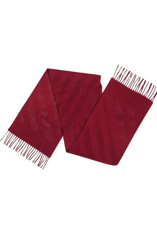 Colombo - Red Cashmere Scarf w/ Perforated Trim & Fringe