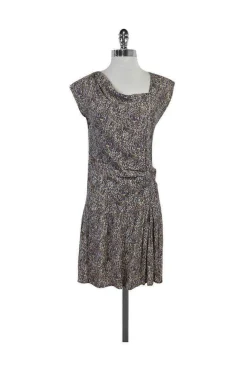 Comptoir des Cotonniers - Purple & Taupe Print Dress Sz 4