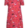 Corey Lynn Calter - Red Elephant & Flower Print Short Sleeve Shift Dress Sz S