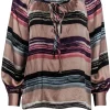 Corey Lynn Calter - Tan & Purple Striped Silk Peasant Top Sz 2