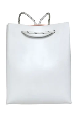 COS - White Leather Rope Drawstring Backpack