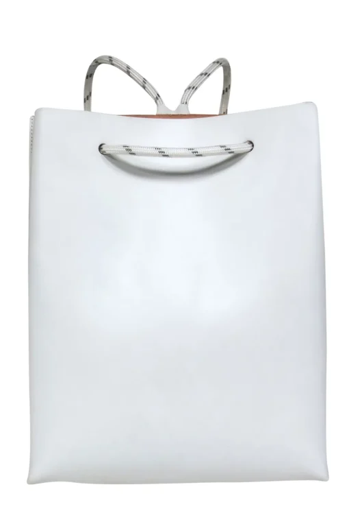 COS - White Leather Rope Drawstring Backpack