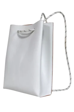 COS - White Leather Rope Drawstring Backpack