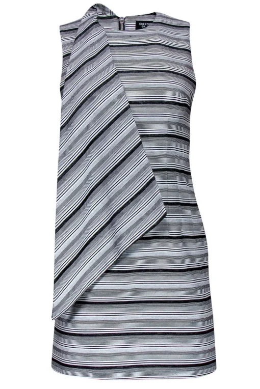 Creatures of the Wind - Grey & White Striped Sheath Dress Sz 2