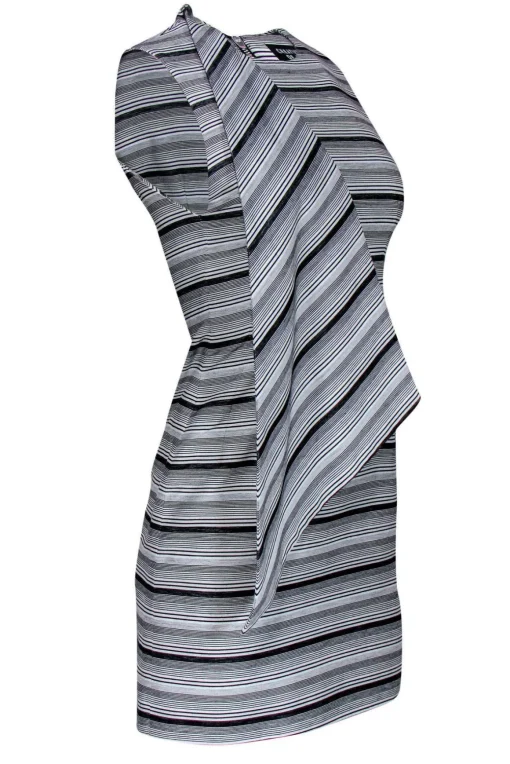 Creatures of the Wind - Grey & White Striped Sheath Dress Sz 2