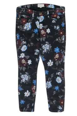 Current/Elliott - Black Floral Printed Denim Skinny Jeans Sz 6