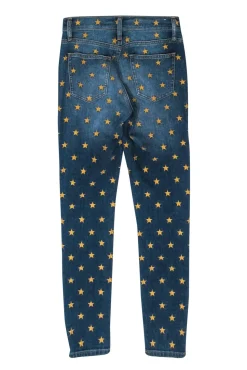 Current/Elliott - Medium Wash Gold Star Embroidered Skinny Jeans Sz 24