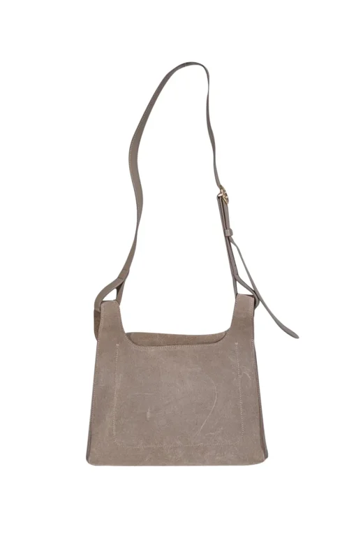 Cuyana - Taupe Suede "Double Loop" Crossbody Bag