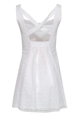 Cynthia Cynthia Steffe - White Eyelet Fit & Flare Dress w/ Lace Trim Sz 4