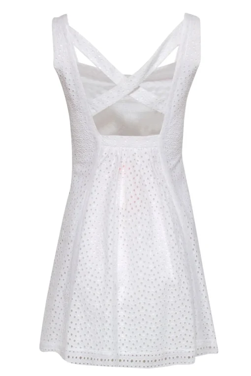 Cynthia Cynthia Steffe - White Eyelet Fit & Flare Dress w/ Lace Trim Sz 4