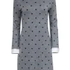 Cynthia Rowley - Grey & Black Polka Dot Collared Sweater Dress Sz M