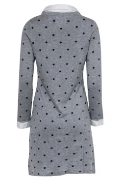 Cynthia Rowley - Grey & Black Polka Dot Collared Sweater Dress Sz M