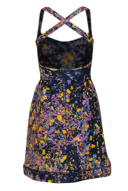 Cynthia Rowley - Navy Confetti Print Bustier A-Line Dress Sz 0
