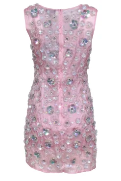 Cynthia Rowley - Pastel Pink w/ Transparent 3D Floral Design Dress Sz 4