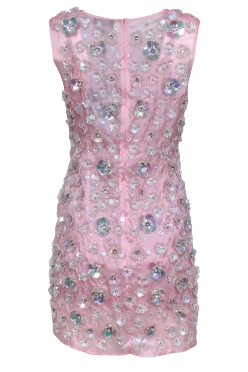 Cynthia Rowley - Pastel Pink w/ Transparent 3D Floral Design Dress Sz 4